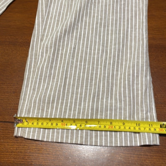 NWT Beachlunchlounge Margot Striped Linen Blend Wide Leg Cropped Pants, Med - Picture 7 of 8